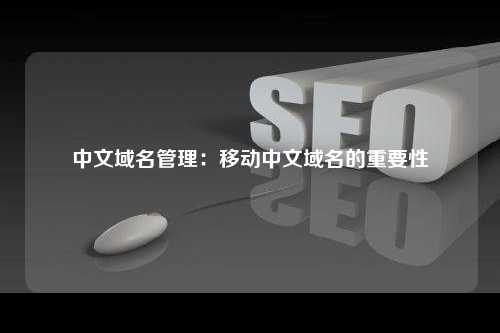 中文域名管理：移动中文域名的重要性